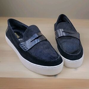 MICHAEL KORS Black Calf Hair Penny Loafers Slip Ons Shoes Womens Sz 9M Preppy